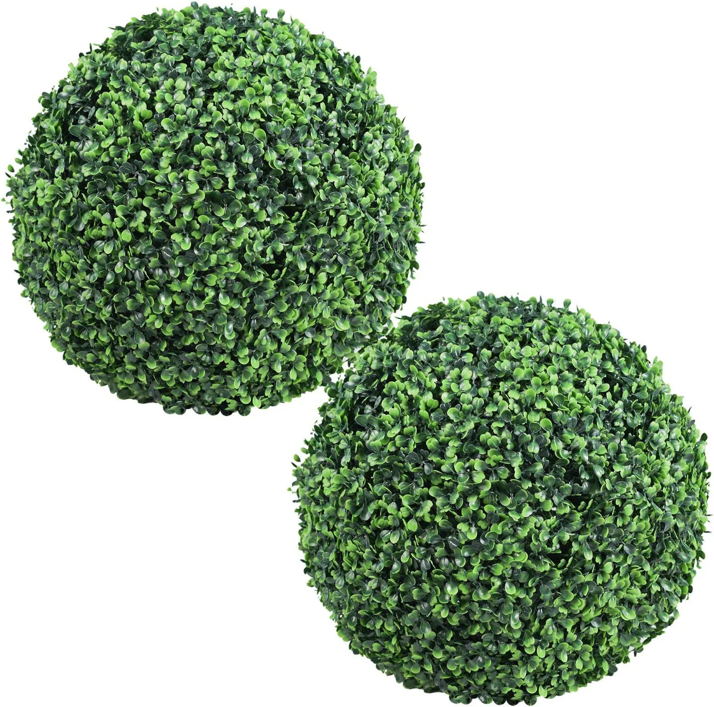 HWT 2 Pcs 20.5 Inch 4-Layer Leaves Artificial Boxwood Ball - UV-Proof Faux Boxwood Topiary Ball -... | Walmart (US)