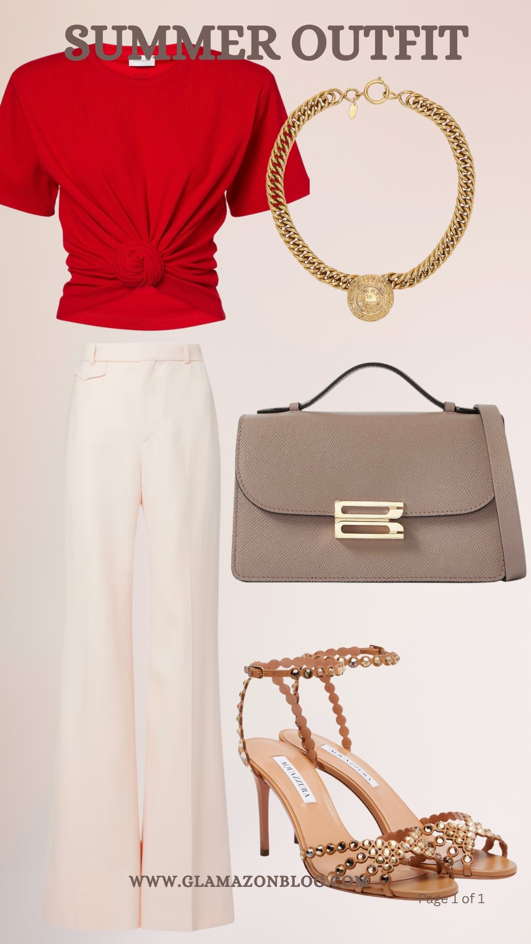 Summer outfit, chic outfit, evening outfit, red top, cream trousers, Aquazzura heels 

#LTKeurope #LTKdatenight #LTKluxury