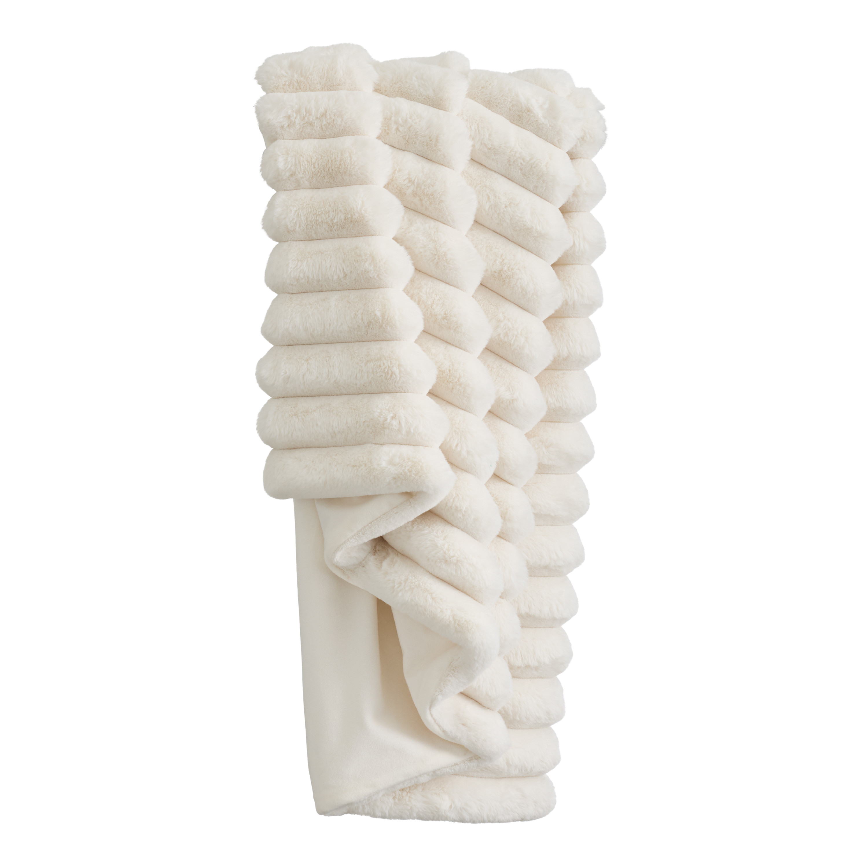 Faux Fur Ribbed Throw Blanket | World Market