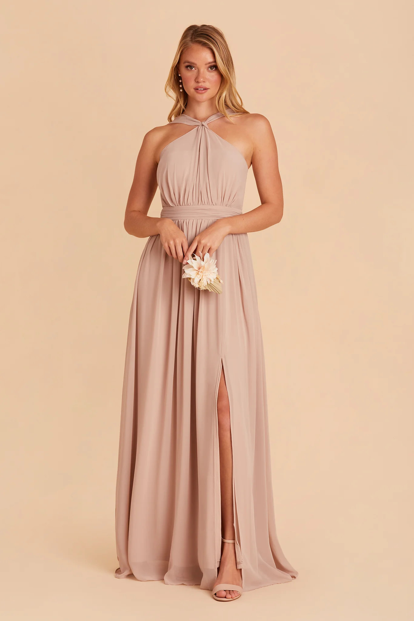 Kiko Chiffon Dress - Taupe | Birdy Grey