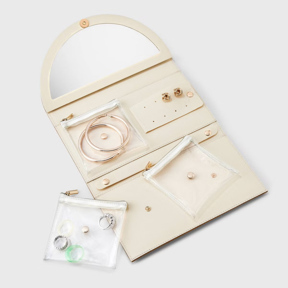 Textured Lemon Travel Folio with Mirror - A New Day™ Brown | Target