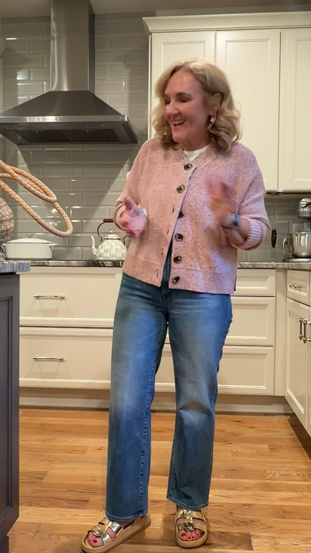 New bag is a statement! Beautiful quality. 

Tonight’s OOTD had to dress warm my daughter keeps her house cold!!! 

Sweater medium just restocked 
Jeans sized up to a 30 
Walmart tee size large 
This bag!!!! It’s gorgeous!! And a statement maker. 
20% off my bracelets code NANETTE20

#LTKootd #LTKOver40 #LTKPetite