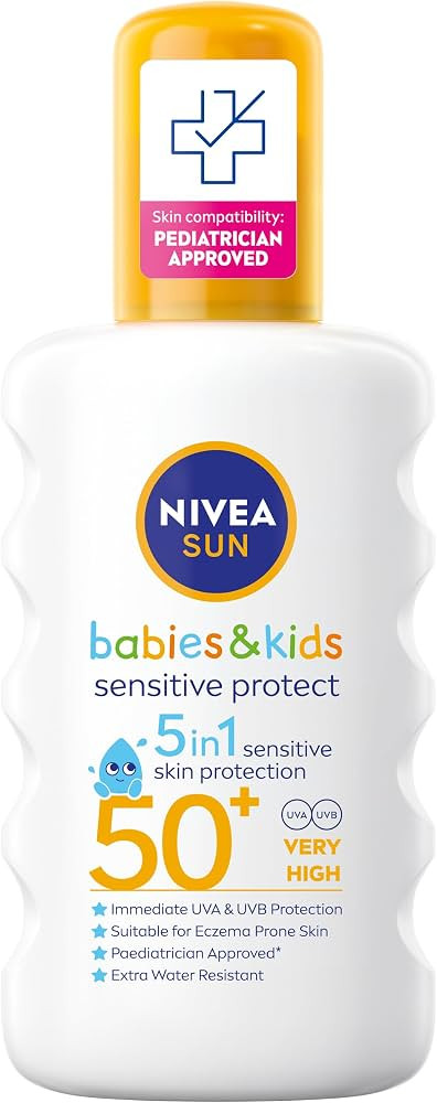NIVEA SUN Kids Protect & Sensitive Spray (200ml) Sunscreen Spray with SPF 50+, Kids Suncream for ... | Amazon (UK)
