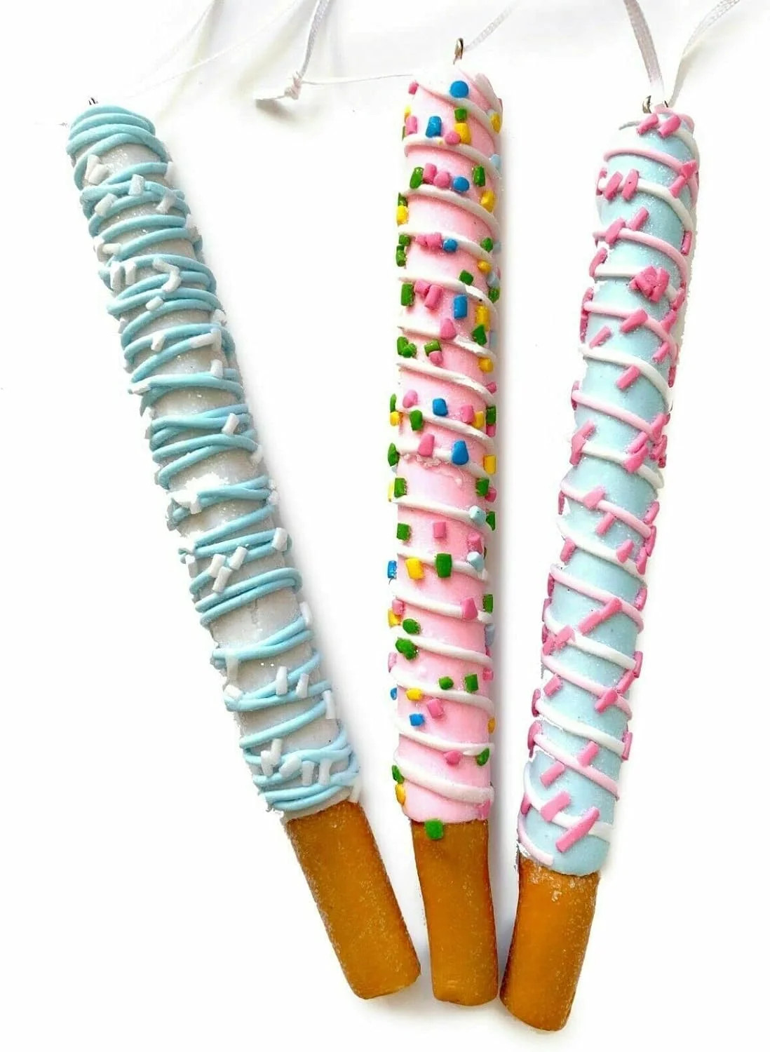 3 Iced Pretzel Lollipops Christmas Ornaments- 6 in Ornament Christmas Tree Chocolate Marshmallow ... | Walmart (US)