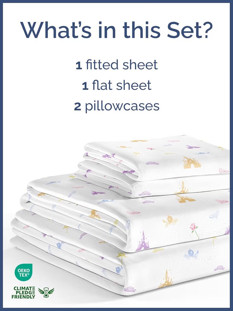 Princess Queen Size Bed Sheets 4 Piece Kids Princess Sheet Set Rose | Amazon (US)