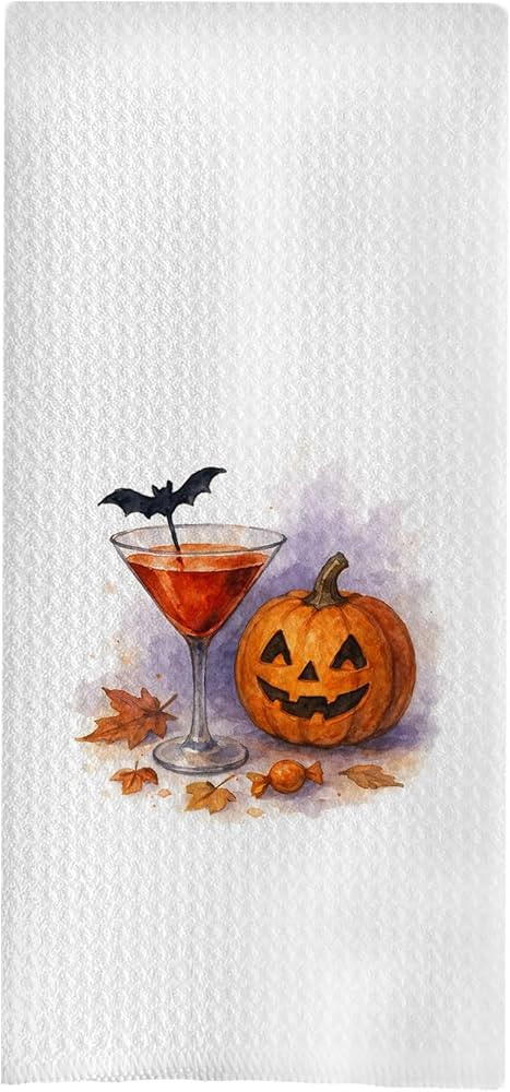 Halloween Martini Pumpkin Kitchen Towels, Halloween Bar Decor, Martini Lover Gifts Dish Tea Towel... | Amazon (US)