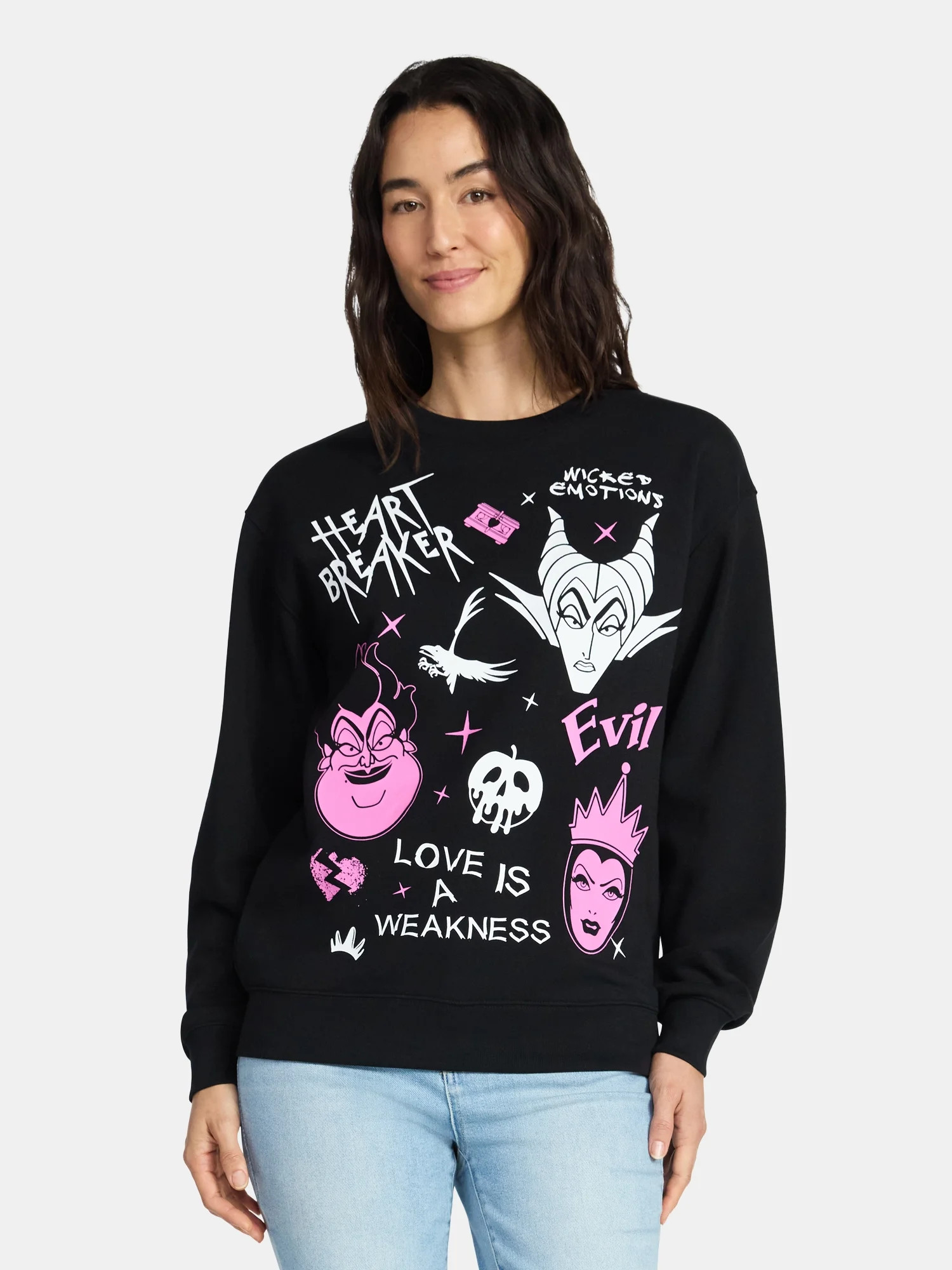Disney Villains Women's Graphic Sweatshirt with Long Sleeves, Sizes XXS-XXL | Walmart (US)