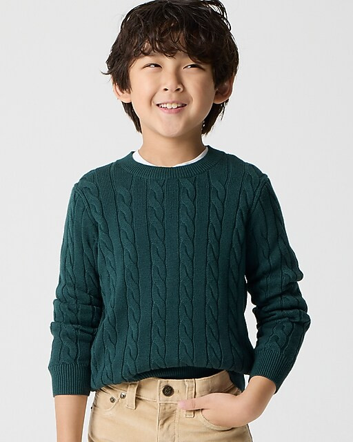 Kids' cable-knit crewneck sweater | J.Crew Factory