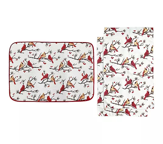 Temp-tations Seasonal XL Drying Mat & 2-pc Microfiber Towel Set - QVC.com | QVC