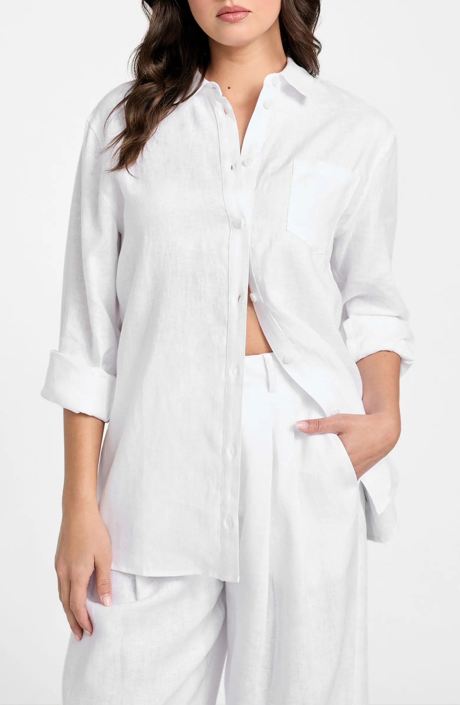 GUESS Gen Linen Button-Up Shirt | Nordstrom | Nordstrom