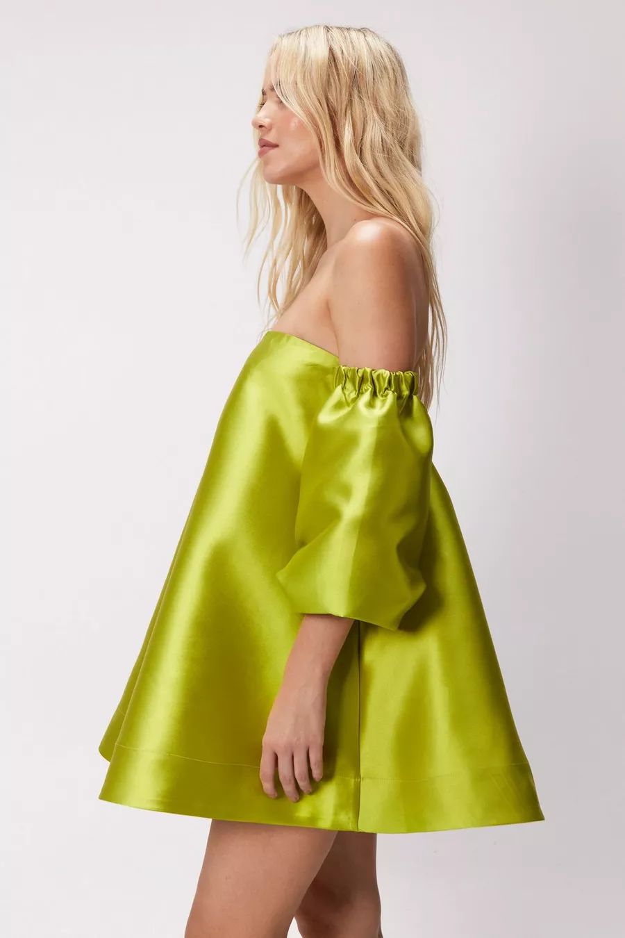 Structured Bardot Puff Sleeve Mini Prom Dress | Nasty Gal (US)