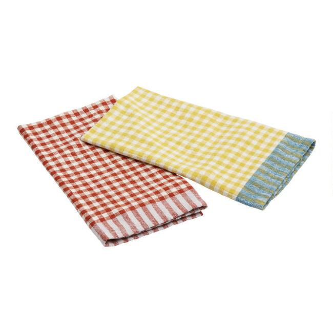 Checkered Cotton Kitchen Towel Set of 2 | World Market