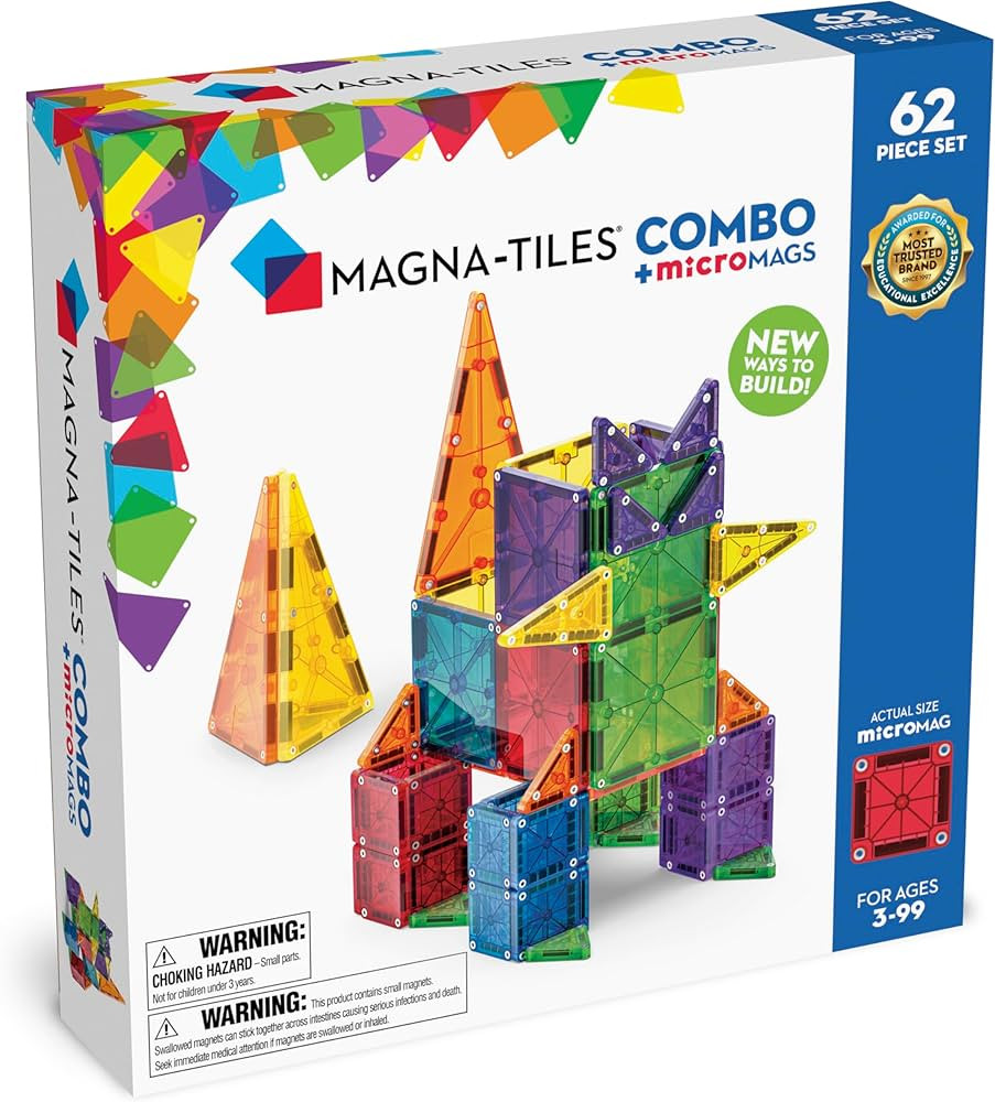 MAGNA-TILES Combo 62-Piece Magnetic Construction Set, The Original Magnetic Building Brand | Amazon (US)