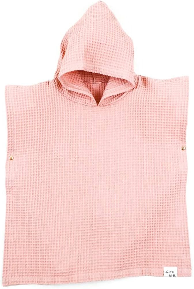 Jade&Kai Hooded Towel for Babies + Toddlers | Snaps into a Poncho | Organic Cotton | Weaved Waffl... | Amazon (US)