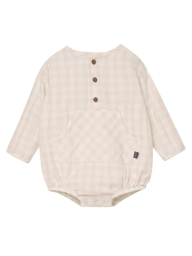 Modern Moments by Gerber Baby Boy Henley Dumpling Romper with Kanga Pocket, Sizes 0/3 Months - 24... | Walmart (US)