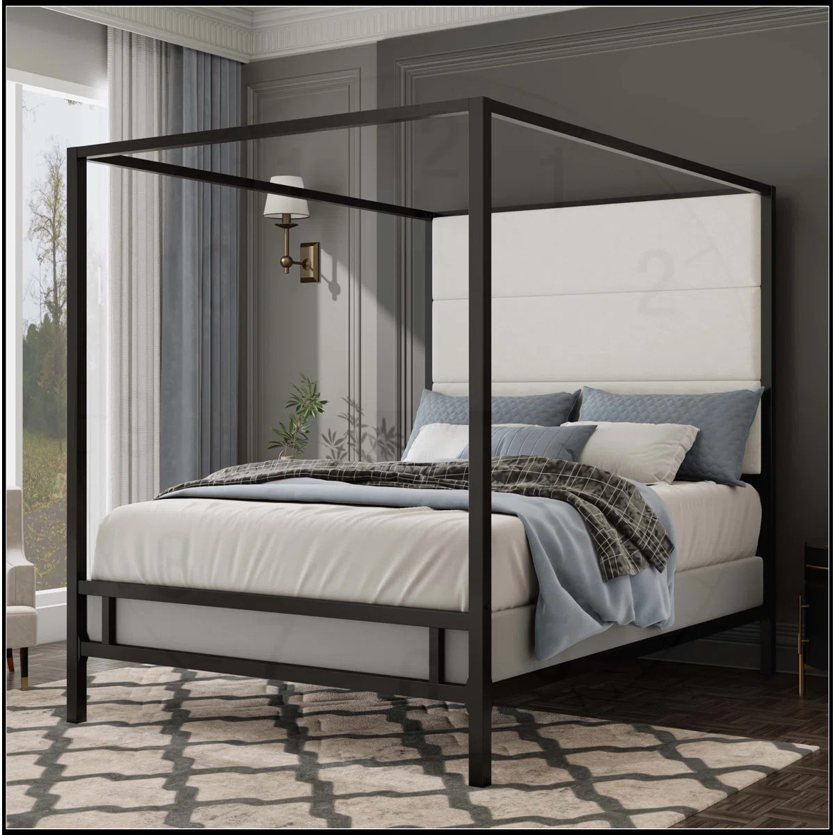 Luxurious Metal Canopy Bed with Upholstered Headboard for Dreamy Sleep | Wayfair North America