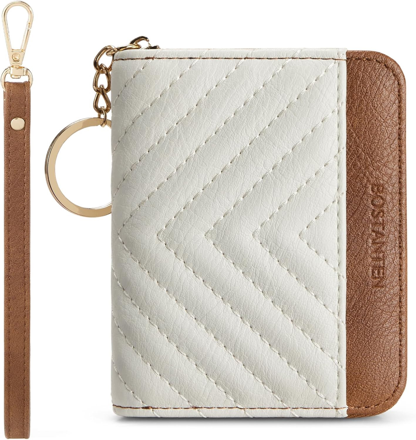 BOSTANTEN Credit Card Holder Wallet RFID Blocking Leather Small Wallet for Women Zipper Keychain ... | Amazon (US)