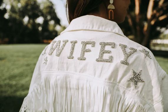 White Fringe Rhinestone Denim Jacket with Stars Personalized | Etsy | Etsy (US)