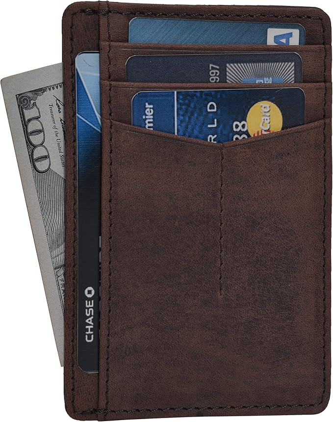 Smart Wallets for Men RFID Blocking Minimalist Front Pocket Real Leather Wallet | Amazon (US)