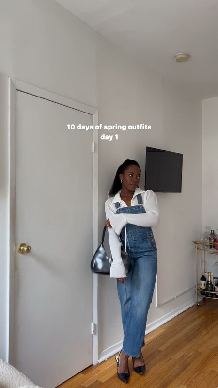 Spring outfits, overalls, blouse, spring fashion, spring style, outfit inspo, mules, kitten heels, black purse, casual outfit, work outfit, everyday outfit 

#LTKsalealert #LTKfindsunder100 #LTKSpringSale