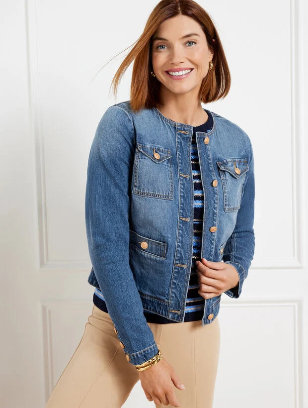 Collarless Jean Jacket | Talbots