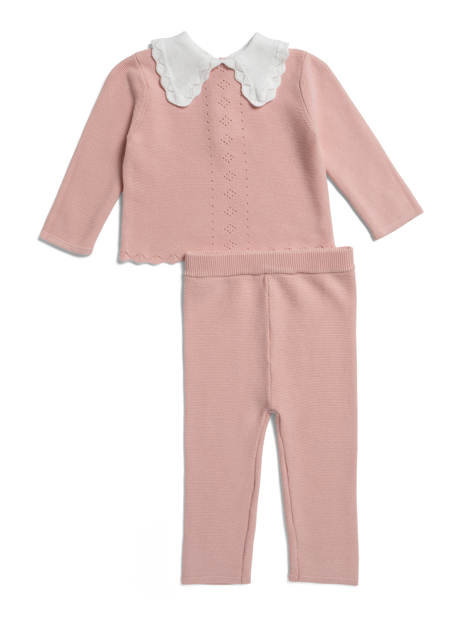 Newborn Girls 2pc Pointelle Collared Sweater And Pants Set | Baby Girls (0-24m) | Marshalls | Marshalls
