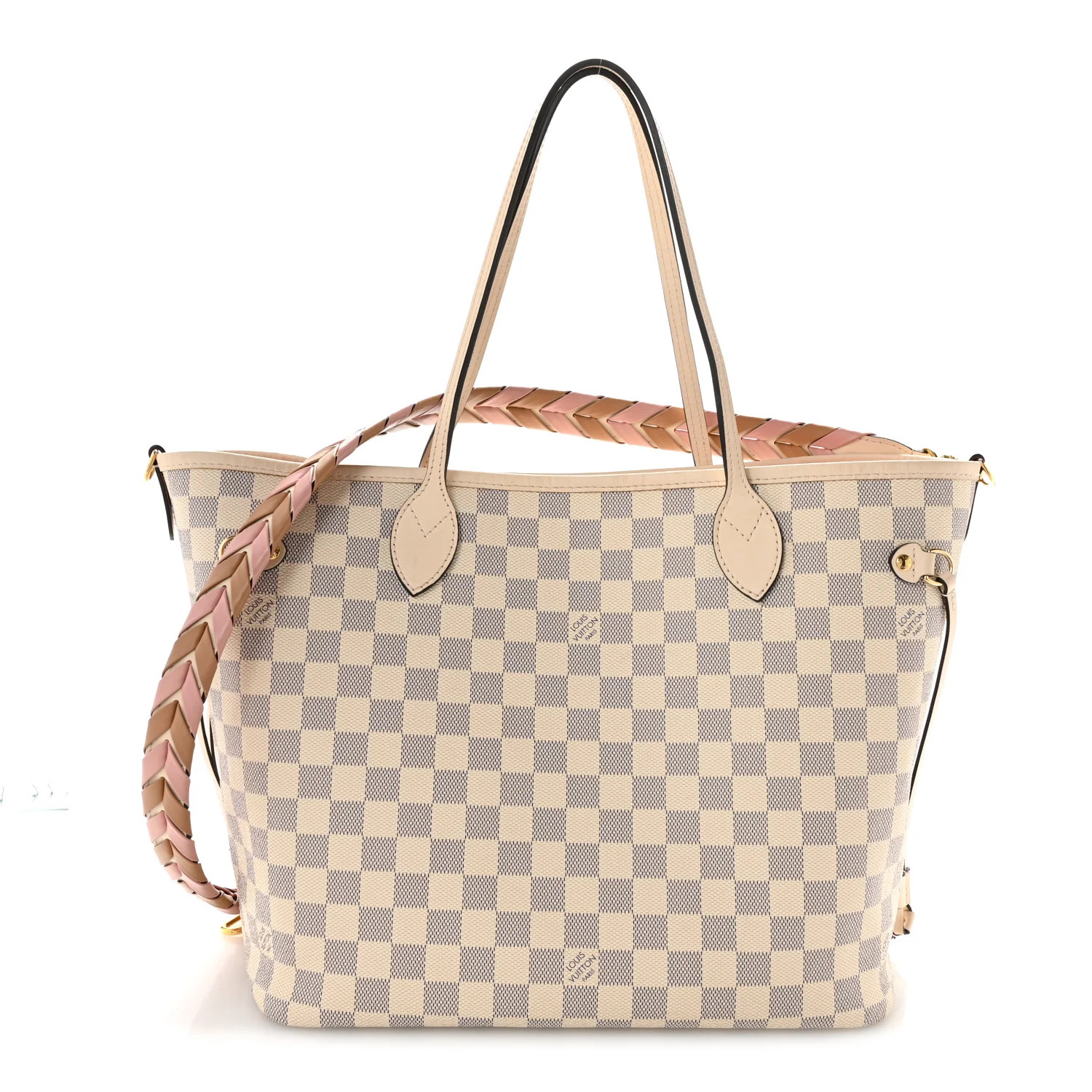 Louis Vuitton Damier Azur Braided Neverfull MM Pink 1915913 | FASHIONPHILE (US)