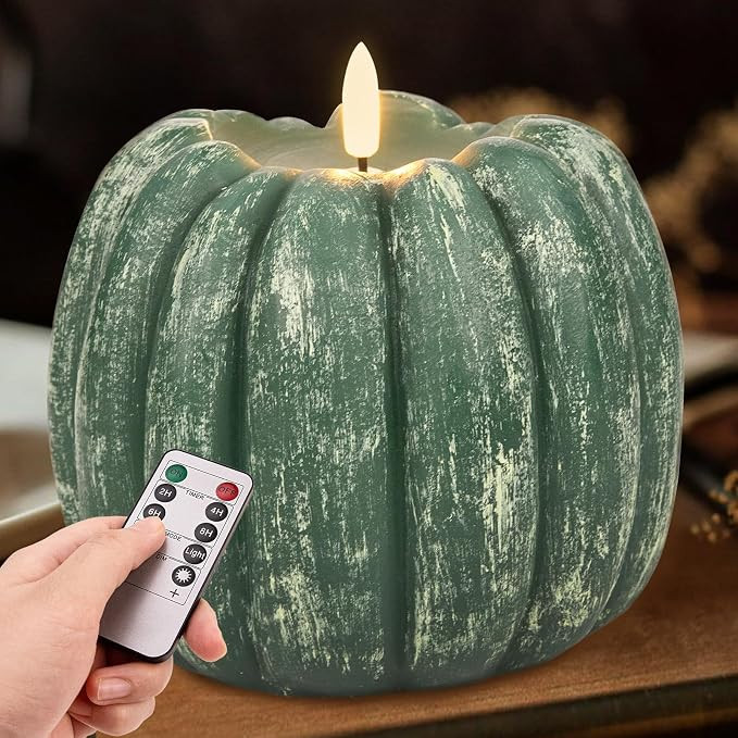 Fall Decorations for Home - Flickering Flameless Wax Pumpkin LED Candle | Amazon (US)