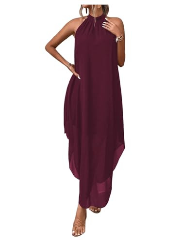 Verdusa Women's Wedding Guest Dress Halter Flowy Chiffon Asymmetrical Long Summer Prom Dress | Amazon (US)