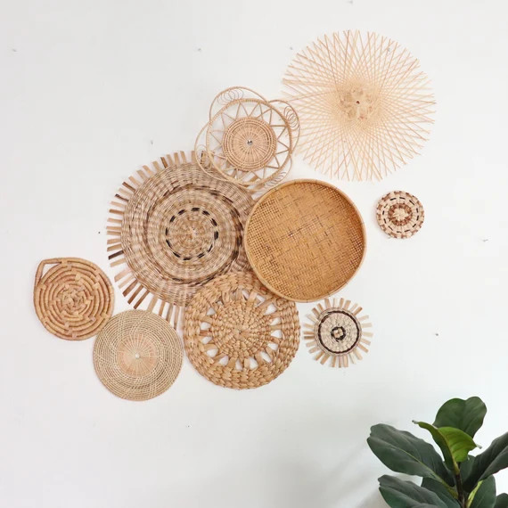 Wall HANGING  Winnowing-rattan Wall Hanging-cozy Home Wall | Etsy Canada | Etsy (CAD)