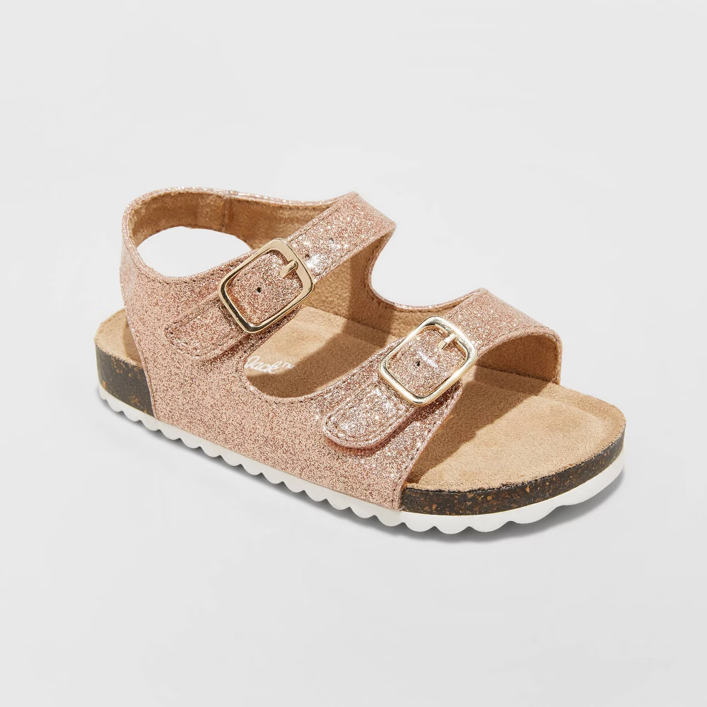 Toddler Girls' Tisha Footbed Sandals - Cat & Jack Rose Gold 5, Pink Gold | Target
