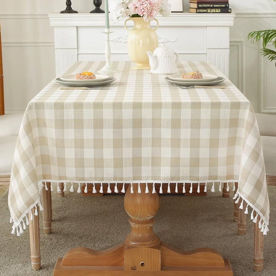 Laolitou Checkered Tablecloth Rectangle Washable Buffalo Plaid Table Cloth with Tassel Cotton Lin... | Amazon (US)