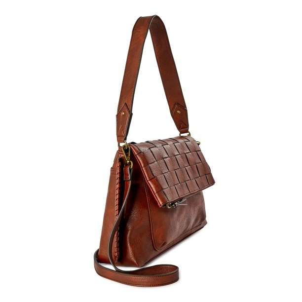 Time and Tru Women’s Heidi Flap Shoulder Bag Brown | Walmart (US)