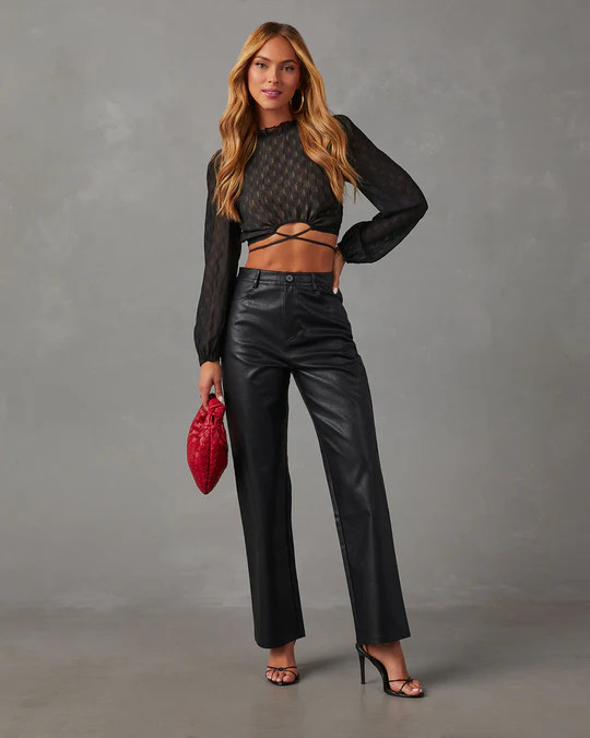 Office Hours Faux Leather Straight Leg Pants | VICI