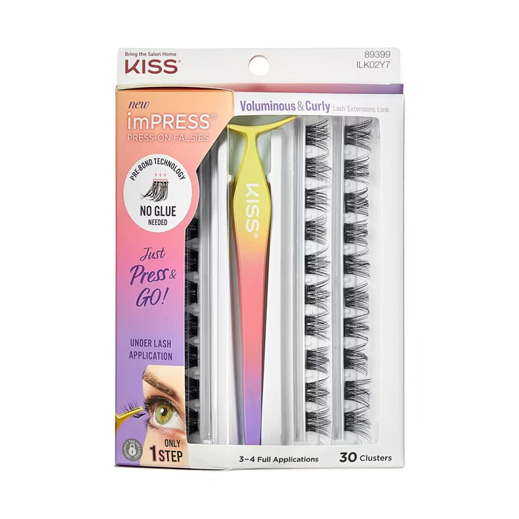 KISS imPRESS Press-On Falsies Eyelash Clusters Kit - Voluminous & Curly - 31ct | Target