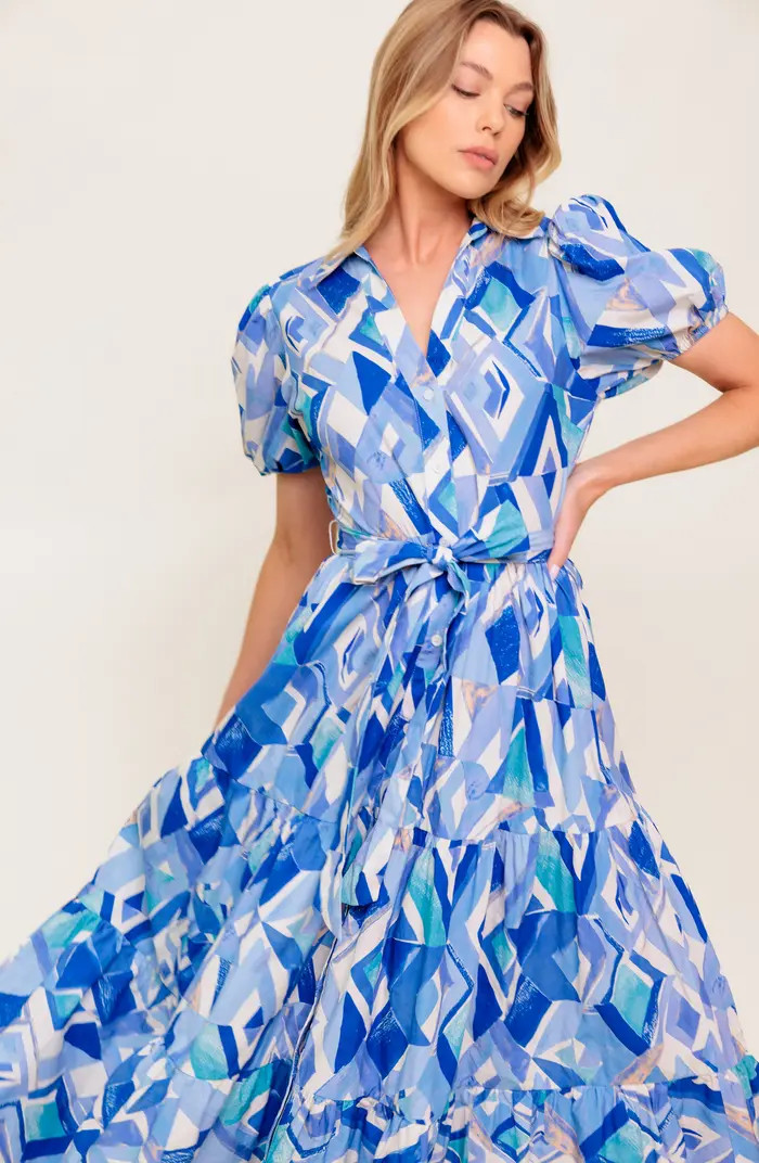 FLYING TOMATO Puff Sleeve Print Shirtdress | Nordstromrack | Nordstrom Rack