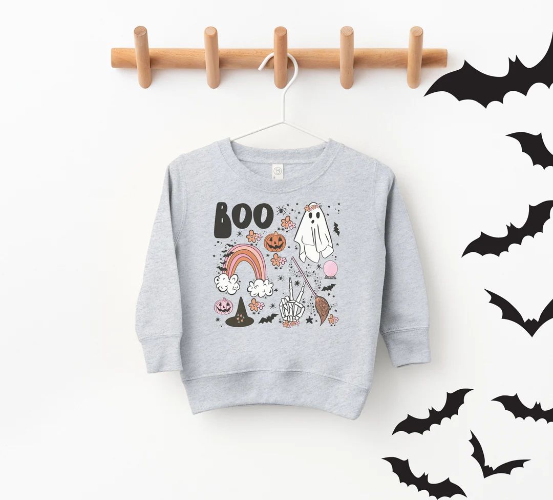 Halloween Boo Doodle Sweatshirt Halloween Kids Top - Etsy | Etsy (US)