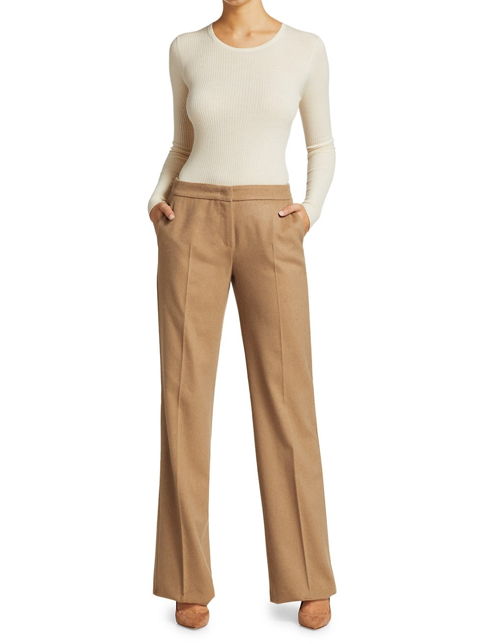 Max Mara Pescia Camel Wool Pants | Saks Fifth Avenue