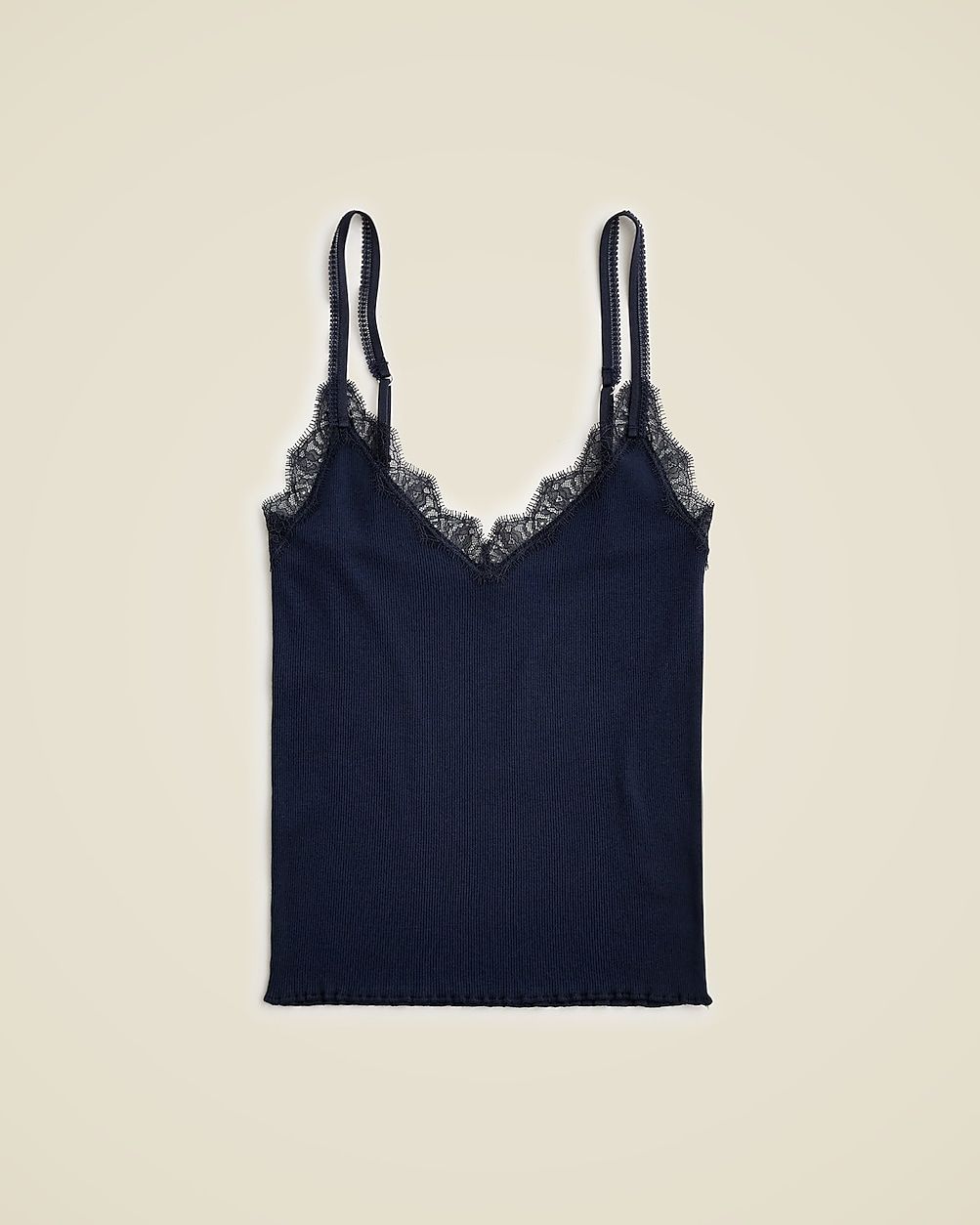 Fine rib lace-trim tank top | J. Crew US