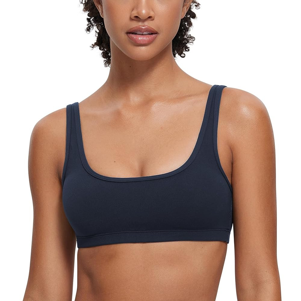 CRZ YOGA Butterluxe Mini Bra for Women - Scoop Neck Low Impact Wireless Sports Yoga Padded Workou... | Amazon (US)