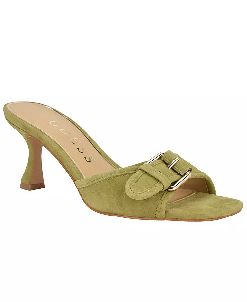 GUESS Women's Dista Buckle Kitten Heel Dress Sandals - Macy's | Macy's