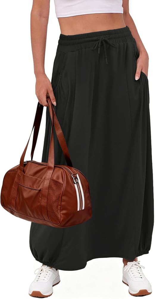 Anbech Women's Casual Maxi Skirts 2025 Fall Hight Waist Ankle Length Long Flowy Beach Skirt with ... | Amazon (US)