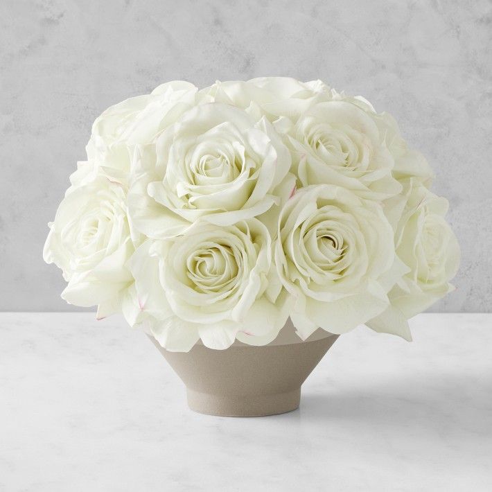Jeff Leatham Real Touch Faux Roses in Tapered Bowl | Williams-Sonoma