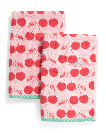 Set Of 2 Cherry Pattern Hand Towels | TJ Maxx