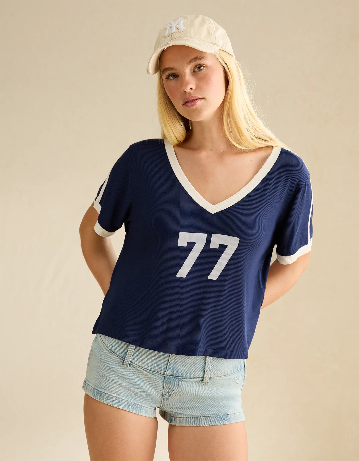 AE Soft & Sexy Ribbed V-Neck T-Shirt | American Eagle Outfitters (US & CA)