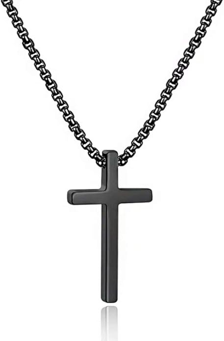 M MOOHAM Cross Necklace for Men, Silver Black Gold Stainless Steel Plain Cross Pendant Necklace f... | Amazon (US)