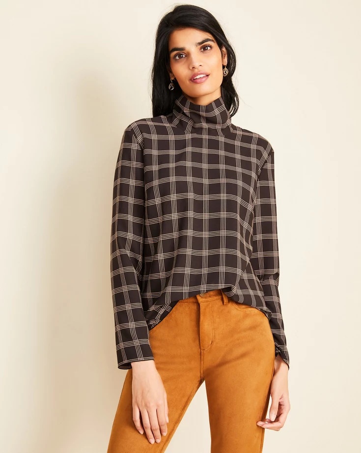 Plaid Turtleneck Top | Ann Taylor (US)