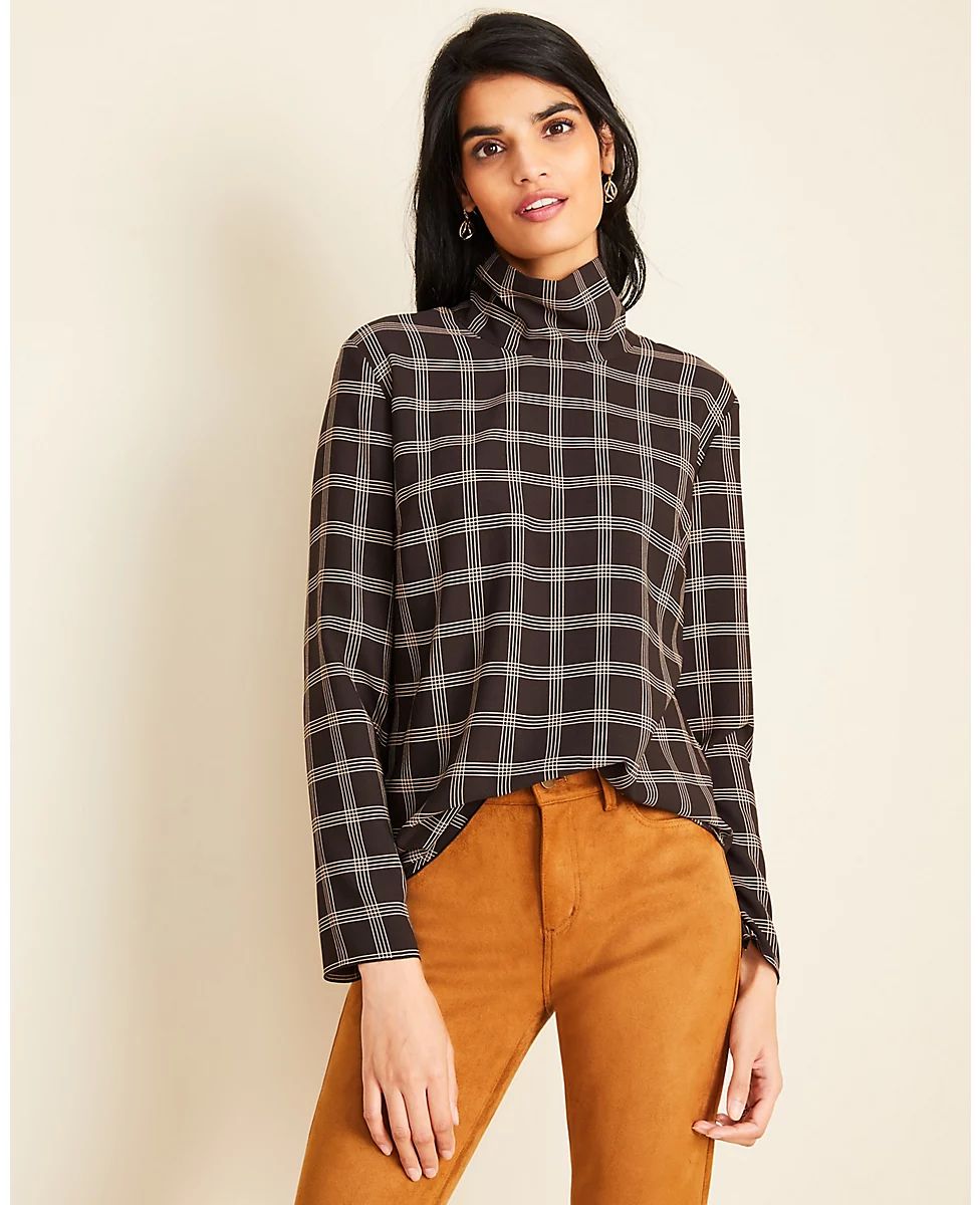 Plaid Turtleneck Top | Ann Taylor (US)