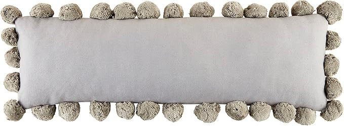 Mud Pie Pom-Pom Pillow, Gray, 35" x 11" | Amazon (US)
