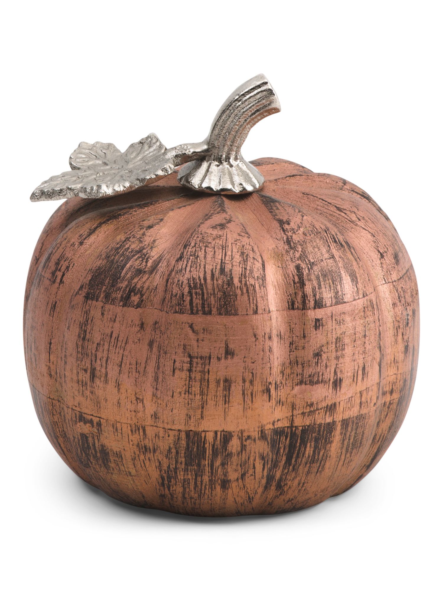 5in Wooden Pumpkin With Shiny Copper Finish | TJ Maxx